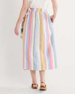ALTERNATE VIEW OF WOMEN'S LINEN WRAP SKIRT IN MULTI STRIPE image number 3