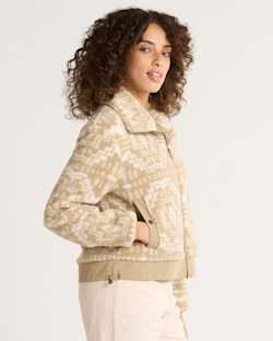 ALTERNATE VIEW OF WOMEN'S HEATHER ZIP-FRONT FLEECE JACKET IN TAN HARDING STAR image number 3