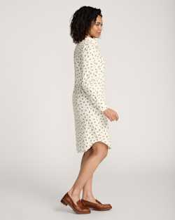 ALTERNATE VIEW OF WOMEN'S FLORAL COTTON TWILL GAMBLER SHIRT DRESS IN ECRU image number 3