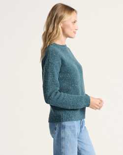 ALTERNATE VIEW OF WOMEN'S DONEGAL EYELET SWEATER IN TEAL image number 3