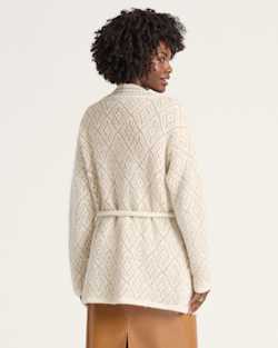 ALTERNATE VIEW OF WOMEN'S TEXTURED ALPACA CARDIGAN IN IVORY/TAN image number 2