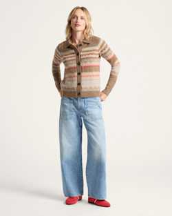 ALTERNATE VIEW OF WOMEN'S FAIR ISLE MERINO CARDIGAN IN TAN MULTI image number 5