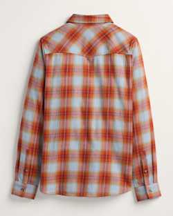 ALTERNATE VIEW OF PLAID COTTON FLANNEL WESTERN SHIRT IN BLUE/RUST PLAID image number 2