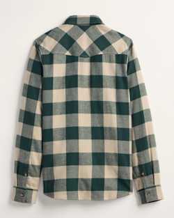 ALTERNATE VIEW OF PLAID COTTON FLANNEL WESTERN SHIRT IN TAN/EVERGREEN PLAID image number 2