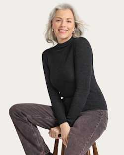 WOMEN'S RIB MERINO MOCKNECK IN BLACK HEATHER image number 1