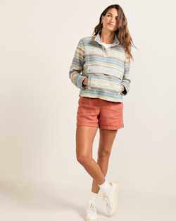ALTERNATE VIEW OF WOMEN'S DOUBLESOFT HALF-SNAP PULLOVER IN TEAL MULTI STRIPE image number 5