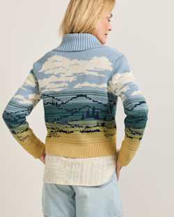 ALTERNATE VIEW OF WOMEN'S BIG SKY COTTON CARDIGAN IN BLUE/YELLOW MULTI image number 2