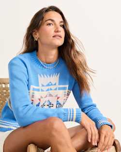 ALTERNATE VIEW OF WOMEN'S COLUMBIA RIVER COTTON SWEATER IN LAPIS BLUE CHIEF JOSPEH image number 4