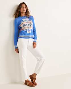 ALTERNATE VIEW OF WOMEN'S COLUMBIA RIVER COTTON SWEATER IN LAPIS BLUE CHIEF JOSPEH image number 6