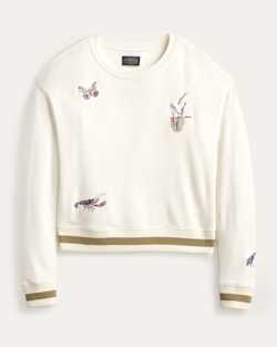 WOMEN'S LAKESIDE EMBROIDERED FRENCH TERRY PULLOVER IN IVORY image number 1