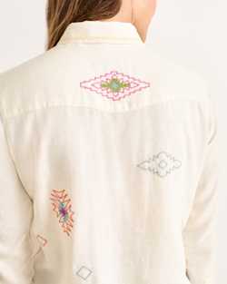 ALTERNATE VIEW OF WOMEN'S EMBROIDERED PERFECT ONE POCKET TEE IN IVORY image number 5