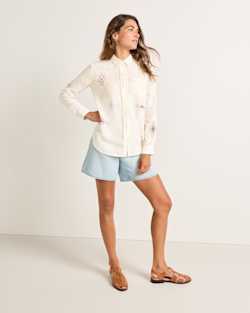 ALTERNATE VIEW OF WOMEN'S EMBROIDERED PERFECT ONE POCKET TEE IN IVORY image number 6