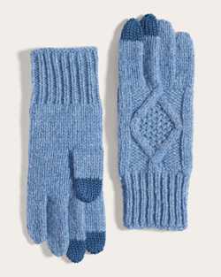 CABLE KNIT TEXTING GLOVES IN DENIM image number 1