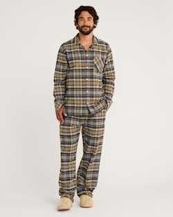 MEN'S PLAID FLANNEL PAJAMA SET IN NAVY/OCHRE image number 1