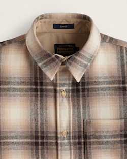 ALTERNATE VIEW OF MEN'S PLAID LODGE SHIRT IN TAN/IVORY OMBRE image number 5