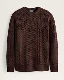 MEN'S SHETLAND COLLECTION FISHERMAN SWEATER IN ESPRESSO HEATHER image number 1