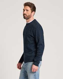 ALTERNATE VIEW OF MEN'S SHETLAND COLLECTION SWEATER IN INDIGO HEATHER image number 3