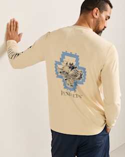 CLIFF WALK MEN'S LONG-SLEEVE GRAPHIC SWIM TEE IN SANDSHELL/CLIFF WALK image number 1