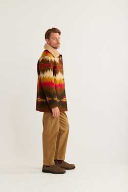 ALTERNATE VIEW OF MEN'S BROWNSVILLE SHEARLING-COLLAR WOOL COAT IN OLIVE TYE RIVER image number 2