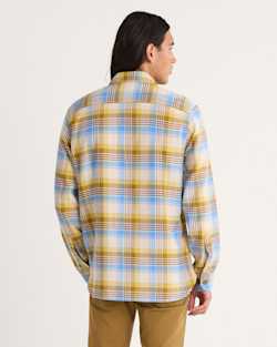 ALTERNATE VIEW OF MEN'S PLAID BURNSIDE DOUBLEBRUSHED FLANNEL SHIRT IN TAN/BLUE/GOLD PLAID image number 2