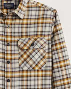 ALTERNATE VIEW OF MEN'S PLAID BURNSIDE DOUBLEBRUSHED FLANNEL SHIRT IN GREY/GOLD PLAID image number 2