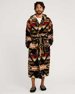 ALTERNATE VIEW OF UNISEX NEHALEM COTTON TERRY VELOUR ROBE IN BLACK/RED image number 2