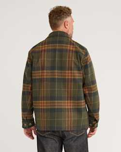 ALTERNATE VIEW OF MEN'S VALMONT WOOL CHORE JACKET IN NAVY/OLIVE CAMP PLAID image number 3