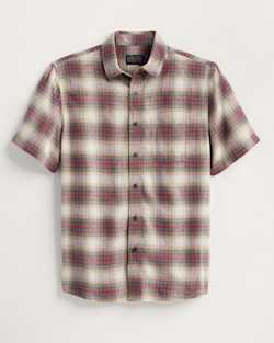 MEN'S PLAID SHORELINE LINEN SHIRT IN TAN/BRICK image number 1