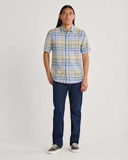 ALTERNATE VIEW OF MEN'S PLAID SHORELINE LINEN SHIRT IN BLUE MULTI image number 4