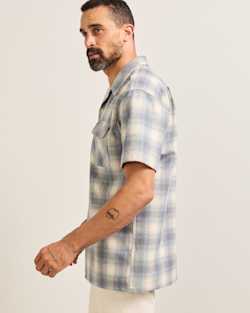 ALTERNATE VIEW OF MEN'S SHORT-SLEEVE PLAID BOARD SHIRT IN TAN/BLUE/GREY OMBRE image number 3