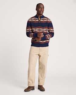 ALTERNATE VIEW OF MEN'S TUMALO RIDGE LAMBSWOOL QUARTER-ZIP SWEATER IN NAVY image number 6