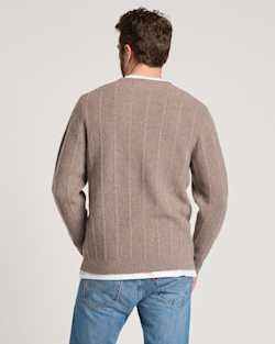 ALTERNATE VIEW OF MEN'S MIXED STITCH MERINO V-NECK SWEATER IN TAUPE HEATHER image number 2