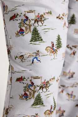 ALTERNATE VIEW OF MEN'S RANCH PRINT FLANNEL PAJAMA PANTS IN BLUE image number 5