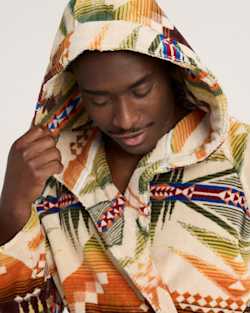 ALTERNATE VIEW OF UNISEX MYSTIC LAKE COTTON TERRY VELOUR BATHROBE IN MULTI image number 4