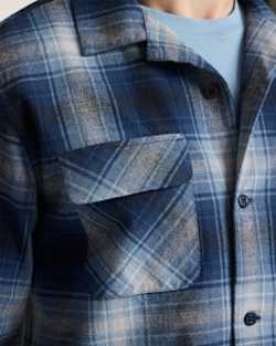 ALTERNATE VIEW OF LONG-SLEEVE PLAID COTTON BOARD SHIRT IN NAVY/GREY PLAID image number 4