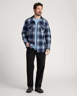 ALTERNATE VIEW OF LONG-SLEEVE PLAID COTTON BOARD SHIRT IN NAVY/GREY PLAID image number 6