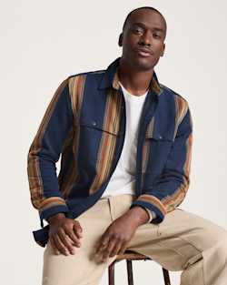 MEN'S WESTON COTTON TWILL SHIRT IN NAVY MULTI STRIPE image number 1