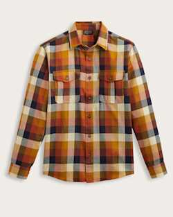 MEN'S MEN'S PLAID HARRISON MERINO SHIRT IN BLUE/COPPER BLOCK PLAID image number 1