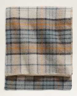 FOLDED VIEW OF ECO-WISE WOOL PLAID/STRIPE BLANKET IN MISTY RIDGE image number 3