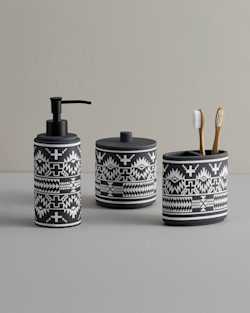 SPIDER ROCK 3 PIECE BATH ACCESSORY SET IN BLACK/WHITE image number 1