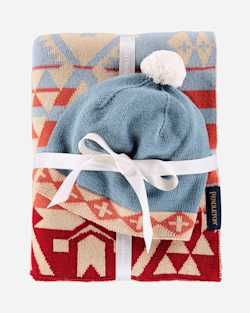 KNIT BABY BLANKET WITH BEANIE IN DESERT SKY image number 1