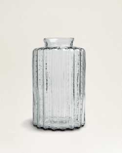 ALTERNATE VIEW OF RUFFLE GLASS & MANGO WOOD CANISTER IN CLEAR image number 5