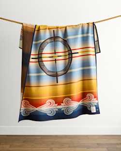 CLOSE UP VIEW OF PATTERN ON DRUM KEEPERS BLANKET IN SUNSET MULTI image number 4