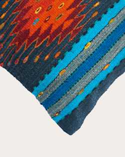 ALTERNATE VIEW OF ZAPOTEC MIDNIGHT LUMBAR PILLOW IN BLUE/ORANGE image number 3