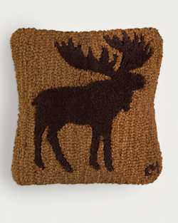 MOOSE HOOKED SQUARE PILLOW IN TAN/BROWN image number 1