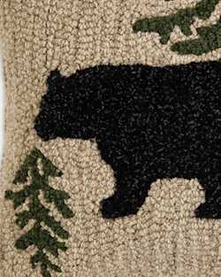 ALTERNATE VIEW OF WANDERING BEAR HOOKED SQUARE PILLOW IN BIEGE/BLACK image number 2
