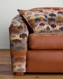 ALTERNATE VIEW OF LEATHER/WOOL BARREL SOFA IN SADDLE/BUFFALO image number 3