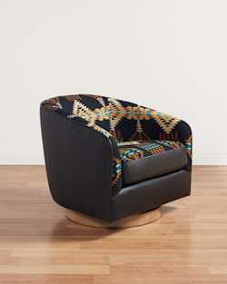 ALTERNATE VIEW OF LEATHER/WOOL BARREL CHAIR IN SADDLE/RANCHO ARROYO image number 2