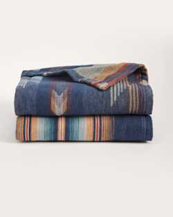 WYETH FALLS/STRIPE ORGANIC COTTON THROW GIFT PACK IN DENIM image number 1