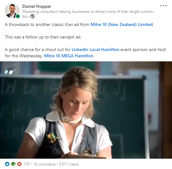 Daniel Hopper Linkedin content
